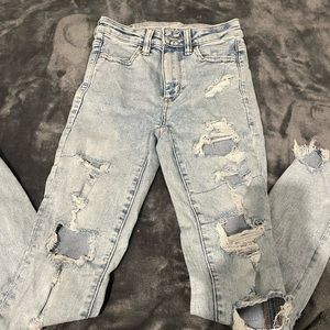 light wash high rise ripped jeans